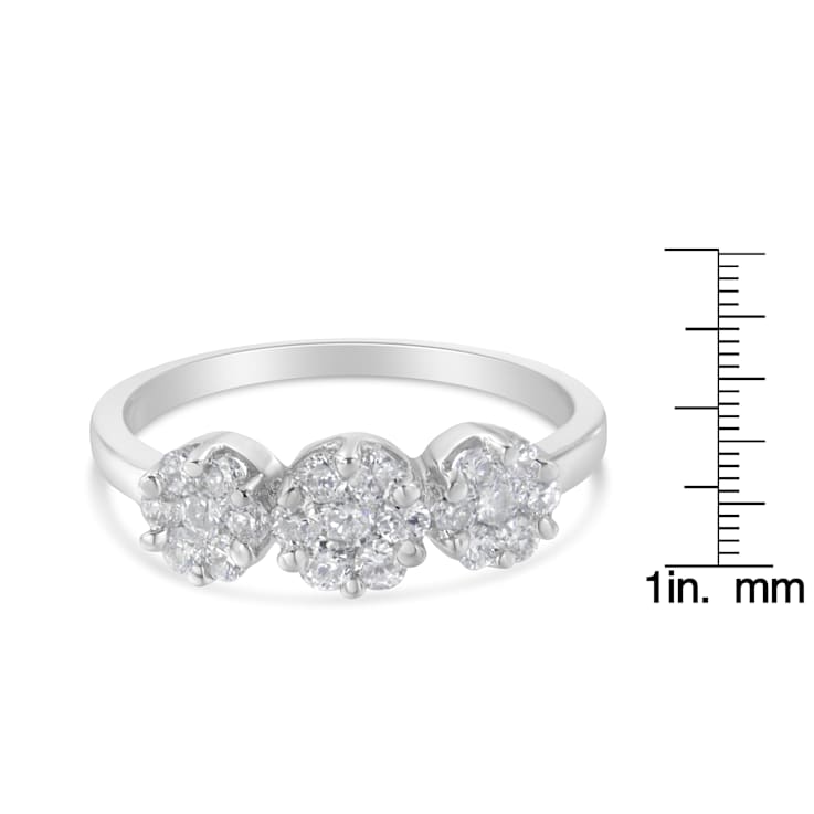14K White Gold Three-Stone Cluster Diamond Ring (0.7 Cttw, H-I Color,
SI2-I1 Clarity)