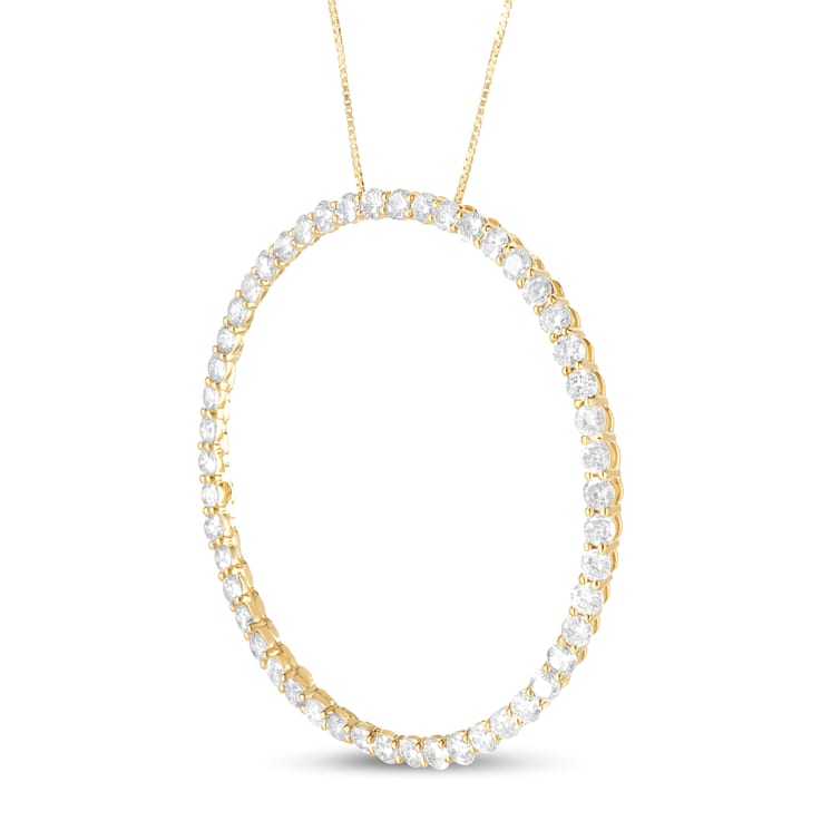 10K Yellow Gold Over Sterling Silver 4ctw Diamond Circle Hoop Necklace
(J-K Color, I1-I2 Clarity)