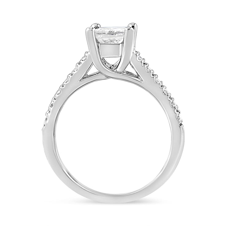 14K White Gold 1 1/5ctw Princess Diamond Classic Engagement Ring (I1-I2
Color, H-I Clarity)