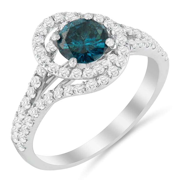 Pear-Shaped Blue Lab-Created Sapphire & White Lab-Created Sapphire Halo Ring  Sterling Silver | Kay Outlet