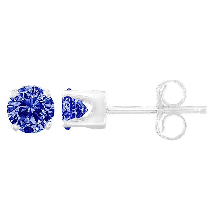 0.20ctw Brilliant-Cut Blue Diamond Classic Sterling Silver Stud Earrings