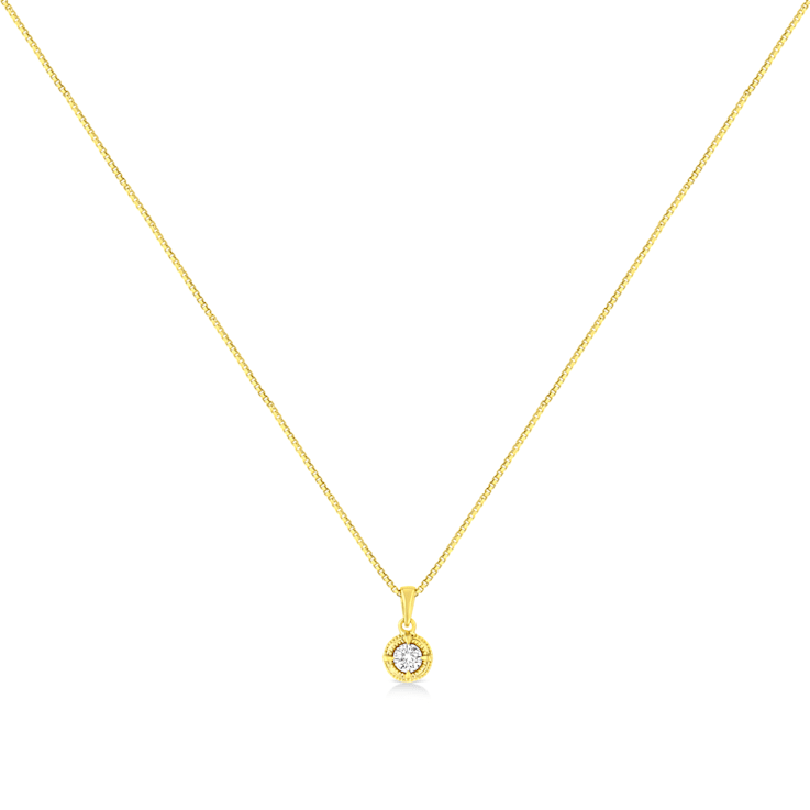 14K Yellow Gold Over Sterling 1/3ctw Diamond Solitaire Pendant
w\chain(K-L Color, I2-I3 Clarity)