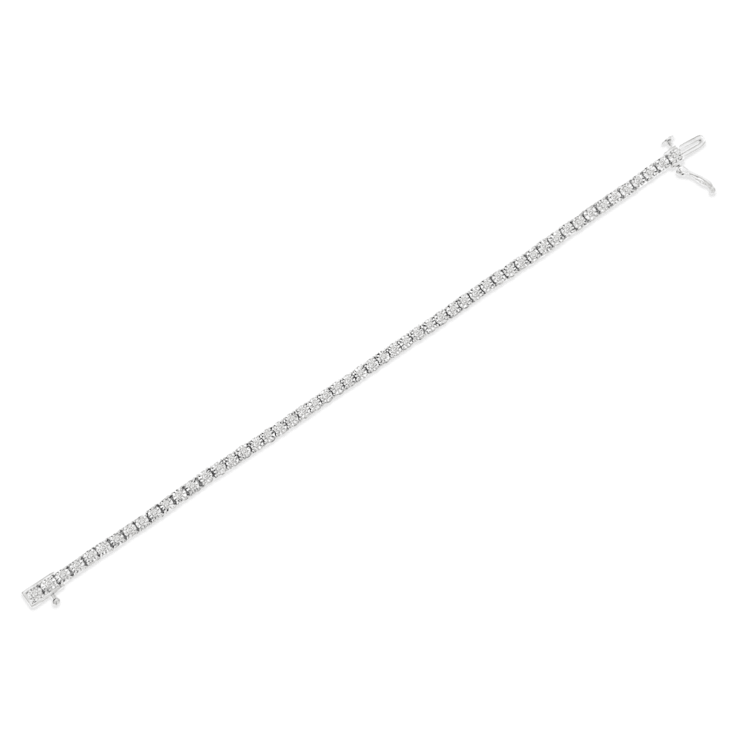 Rhodium Over Sterling Silver 1.0 Ctw Round-Cut Diamond Tennis Bracelet