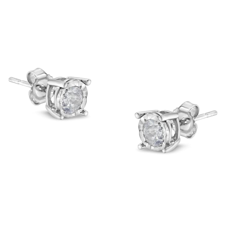 Sterling Silver 1/2ctw Near Colorless Round Brilliant-Cut Diamond
Miracle-Set Stud Earrings