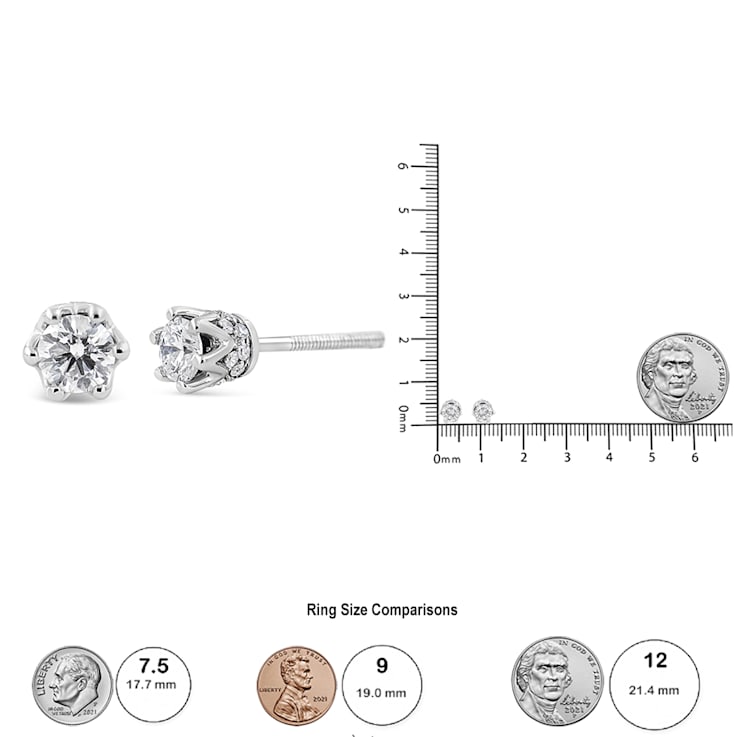 0.50ctw Round Diamond 14K White Gold Crown Stud Earrings