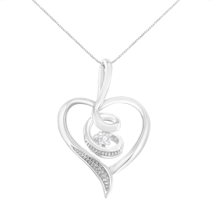 Diamond-Accented Swirl Open Heart 10K Gold Pendant Necklace with
18" Chain