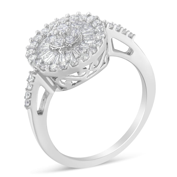 10K White Gold Diamond Cocktail Ring (1 ctw, H-I Color, SI2-I1 Clarity)