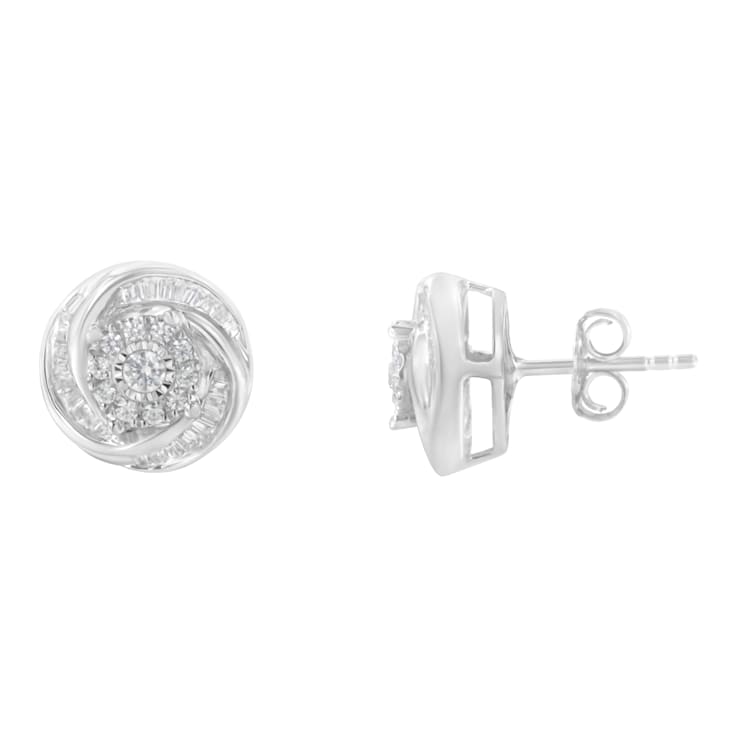 Sterling Silver .75ctw Mixed Diamond Love Knot Stud Earring (I-J Color,
I2-I3 Clarity)