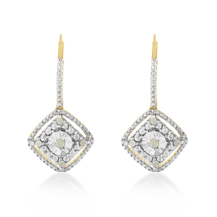 Sterling Silver Rose Diamond Dangle Earring .25ctw
