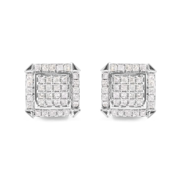 10K White Gold 1 1/10 Cttw Princess Diamond Composite and