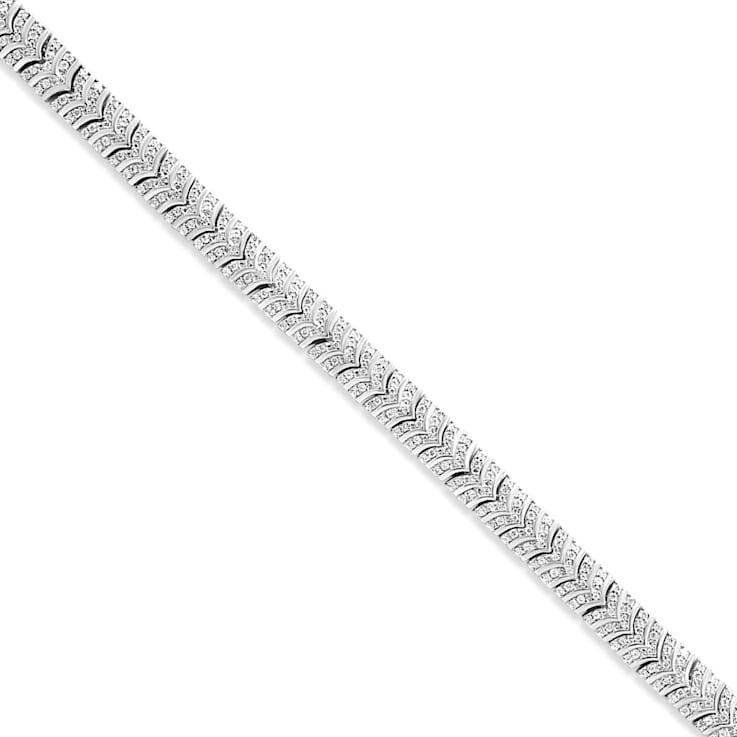 Sterling Silver 3.00 Cttw Diamond Chevron Link Bracelet (I2-I3 Clarity,
I-J Color) - Size 7"