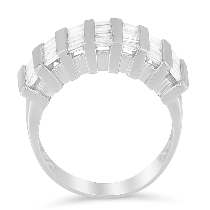 Sterling Silver 1.0ctw Baguette Diamond Channel Multi-Row Wedding Ring
(H-I Color, I1-I2 Clarity)