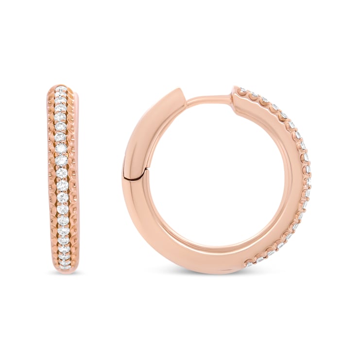 18K Rose Gold 1/3 Cttw Round Cut Diamond Hoop Earrings (F-G Color,
VS1-VS2 Clarity)