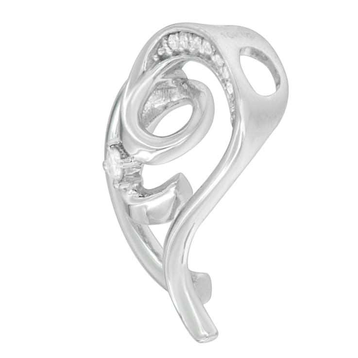 10K White Gold Diamond Accent Espira Open Spiral Twist Heart 'Rings of
Love' 18" Pendant w\chain