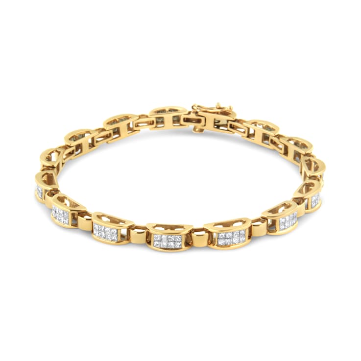 14K Yellow Gold 2.50ctw Princess-Cut Diamond Link Tennis Bracelet
