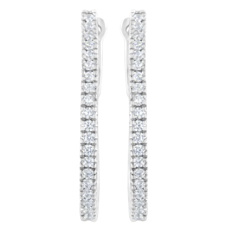 10K White Gold 1/2ctw Diamond Hoop Earrings