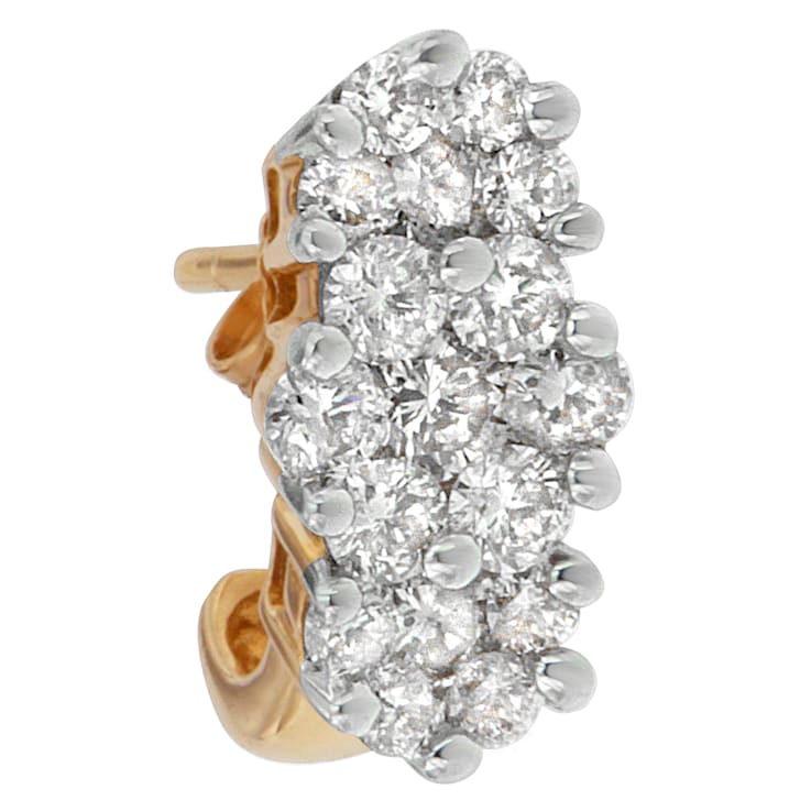 14K Yellow Gold 2.0ctw Round Cut Diamond Cluster Earrings