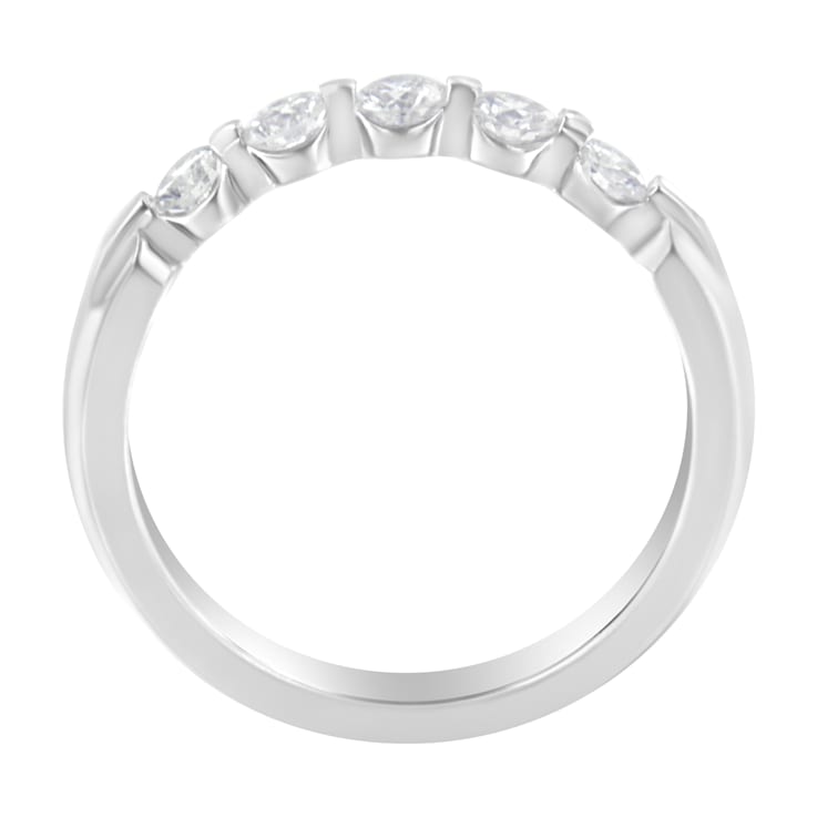 14K White Gold 1/2ctw Diamond 5-Stone Band Ring (H-I Clarity, SI2-I1 Color)