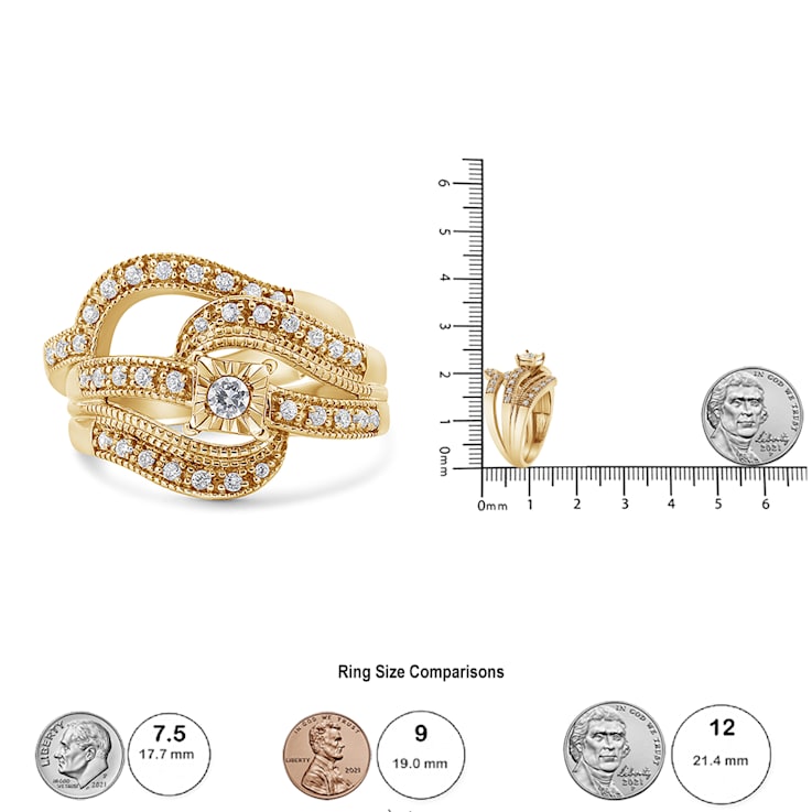 14K Yellow Gold Over Sterling Silver 1/3ctw Diamond Crisscross
Engagement Bridal Set