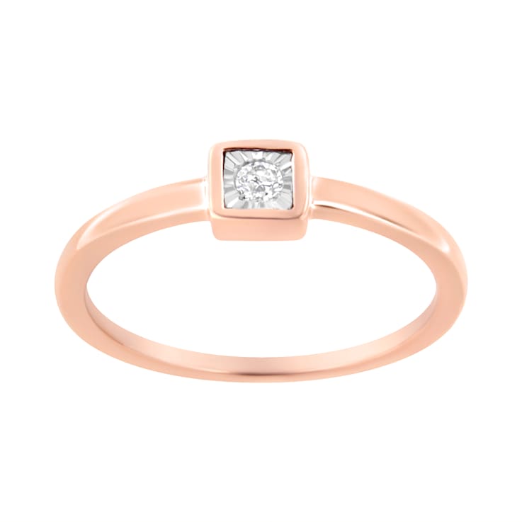 14K Rose Gold Over Sterling Silver 1/20ctw Miracle Set Diamond Ring (J-K
Color, I1-I2 Clarity)