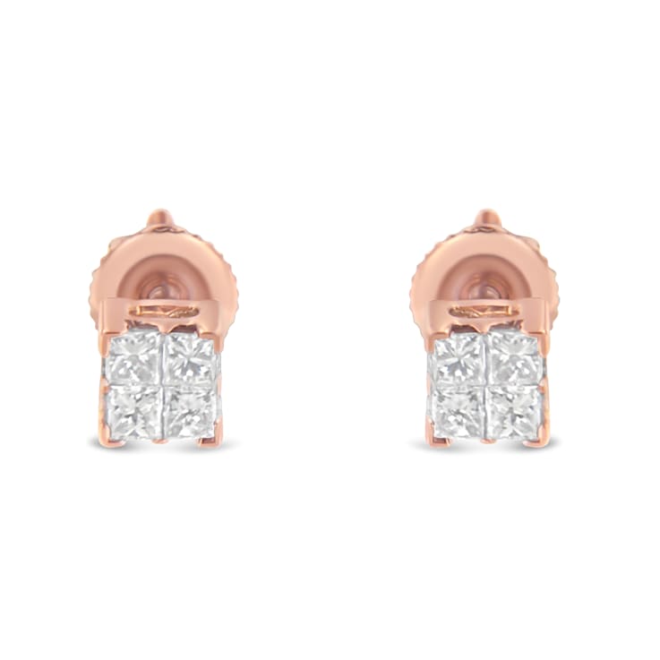 0.25ctw Princess-Cut Diamond 10K Rose Gold Stud Earring