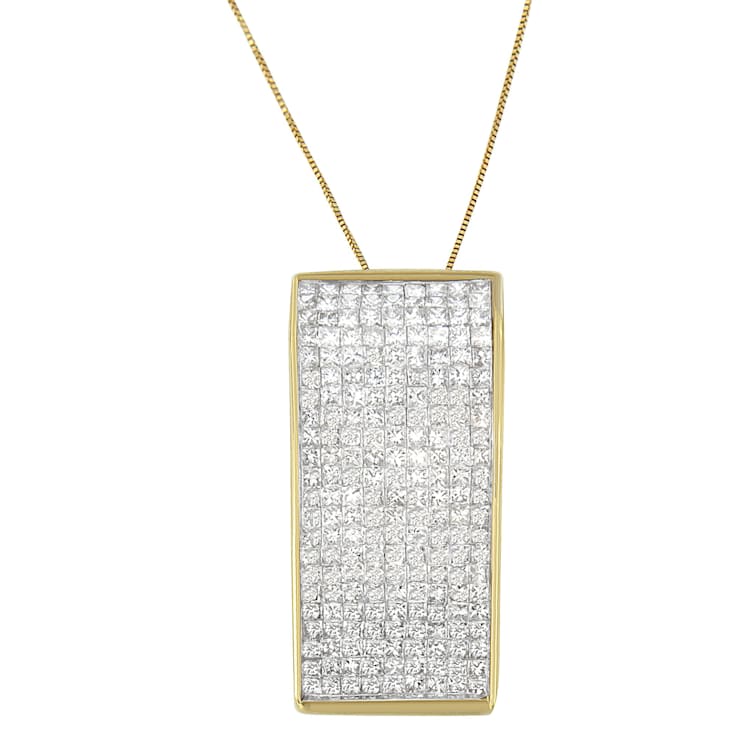 14K Yellow Gold Princess Cut Diamond Block Pendant w\chain (2 5/8ctw,
H-I Color, SI2-I1 Clarity)