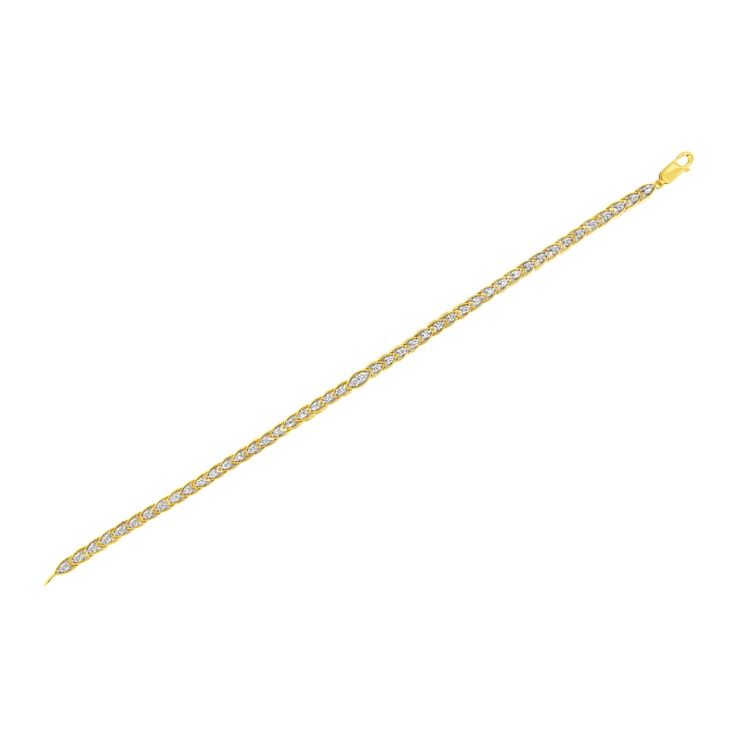 10K Yellow Gold Over Sterling Silver 1.0ctw Diamond Pear Shape Link Bracelet
