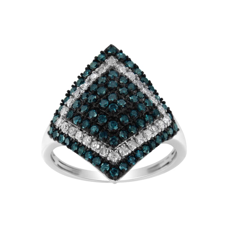 高い素材 Silver Sterling 1.0ctw Diamond Blue Treated and White アクセサリー