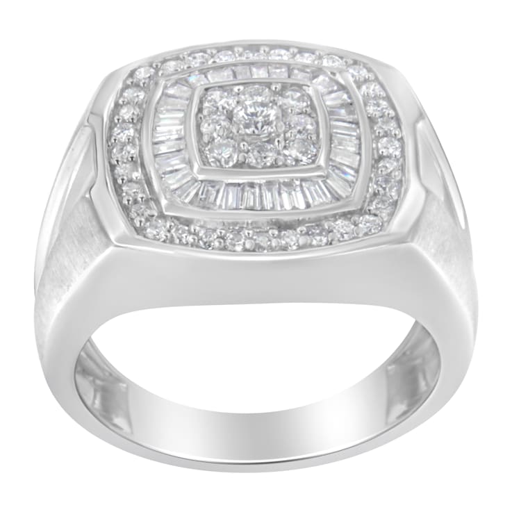14K White Gold Men's Diamond Band Ring (1 cttw, H-I Color, SI1-SI2 Clarity)