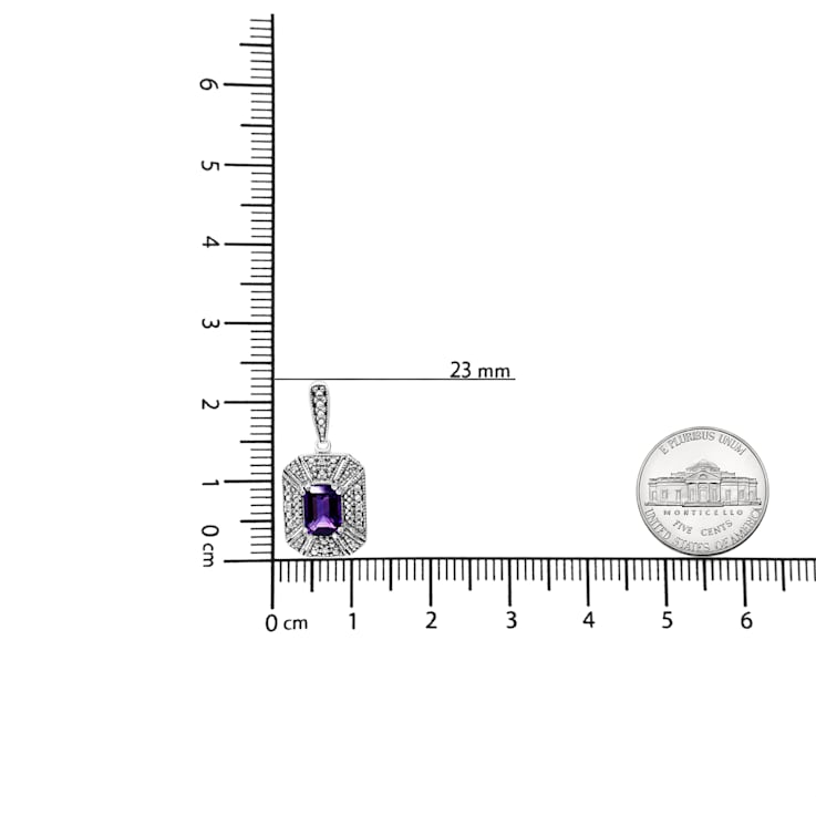 Sterling Silver Diamond Accent and 7x5mm Purple Amethyst Stud Earrings