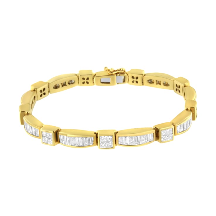 14K Yellow Gold 7.33ctw Multi--Cut Diamond Box Square Link Bracelet