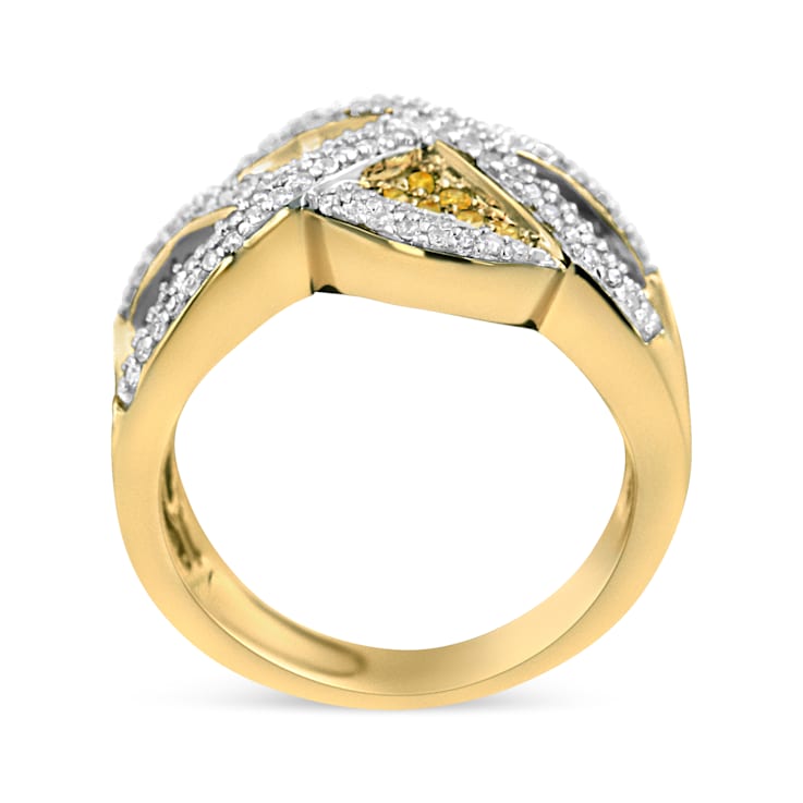 14K Yellow Gold 3/4ctw Champagne, Yellow and Round-Cut Diamond Ring (I-J
Color, I2-I3 Clarity)