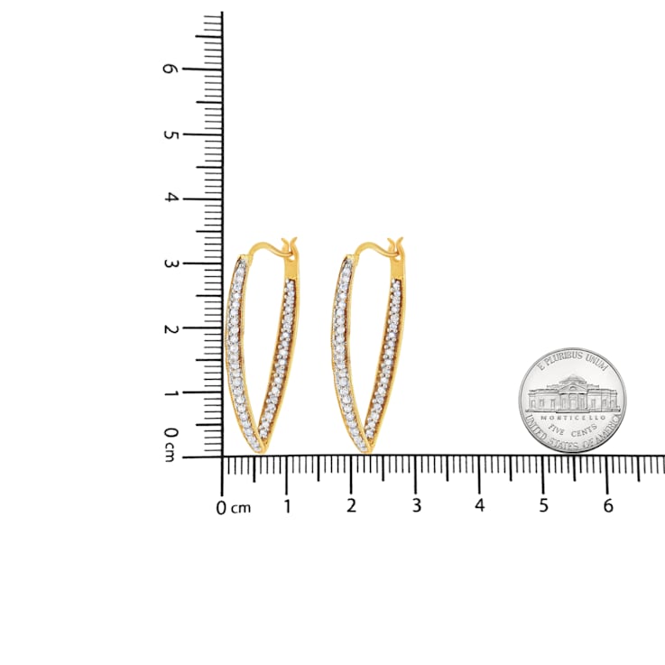 10K Yellow Gold 1/2ctw Round-Cut Diamond Modern Hoop Earrings