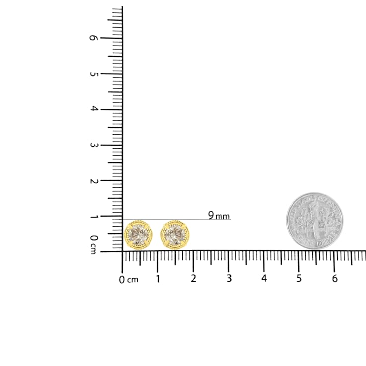 14K Yellow Gold Over Sterling Silver 1-1/2ctw Round Diamond Solitaire
Stud Earrings