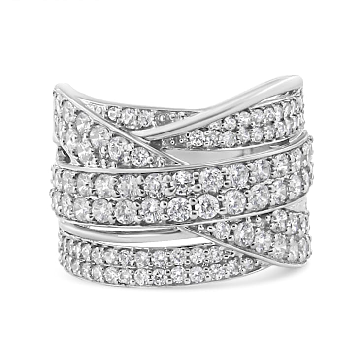 Sterling Silver 2.0ctw Round Diamond  Bypass Band Ring (I-J Color, I2-I3 Clarity)