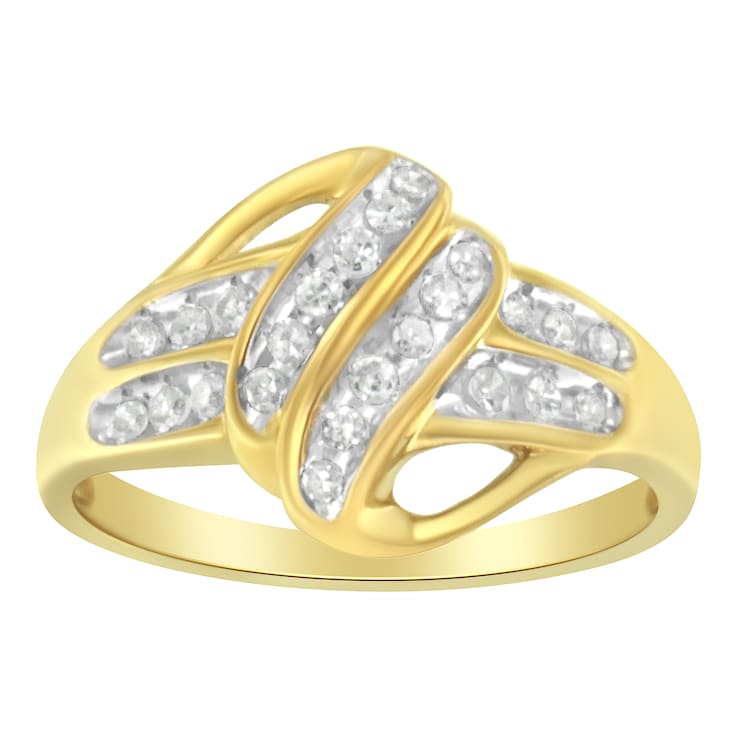 10K Yellow Gold Over Sterling Silver 1.0ctw Diamond Halo Floral Ring
(J-K Color, I2-I3 Clarity)