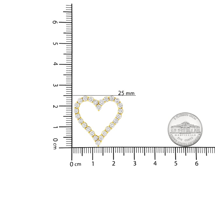 14K Yellow Gold Over Sterling Silver 2.0ctw Round Diamond Open Heart Necklace