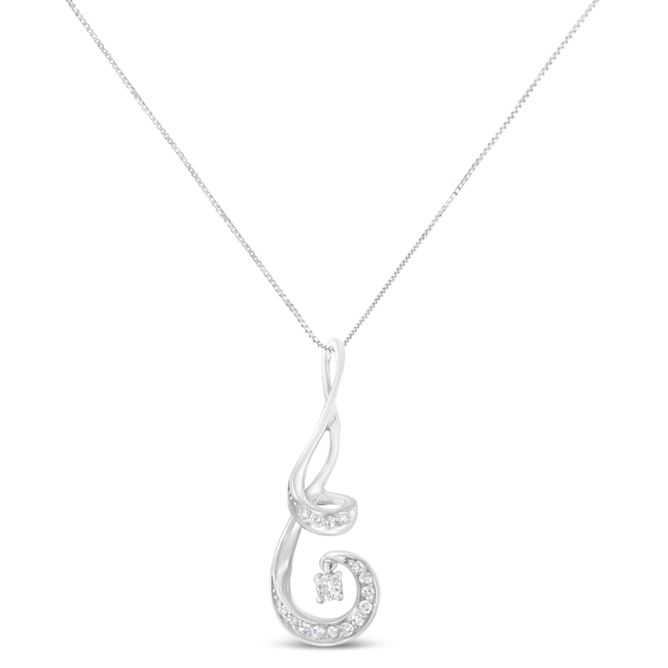 10K White Gold Espira 1/5ctw Brilliant Diamond Spiral 18