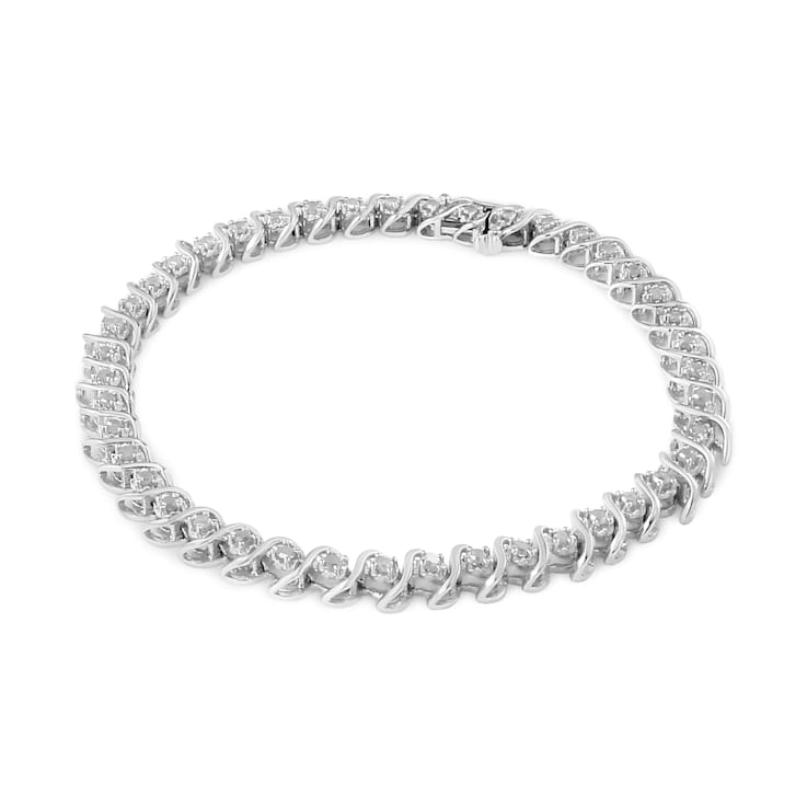 Sterling Silver 1.0 Cttw Round Miracle-Set Diamond 7" Tennis
Bracelet - 7.5"