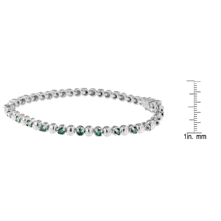 14K White Gold 3.0ctw Round-Cut Blue Diamonds Bracelet