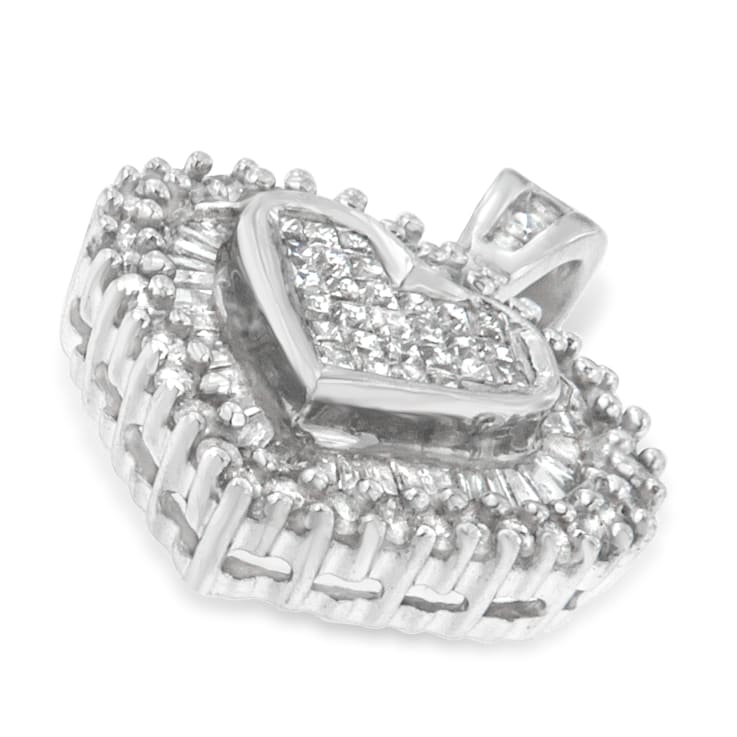 10K White Gold 1.0ctw Multi Cut Diamond Heart Pendant With Chain(H-I, I1-I2)