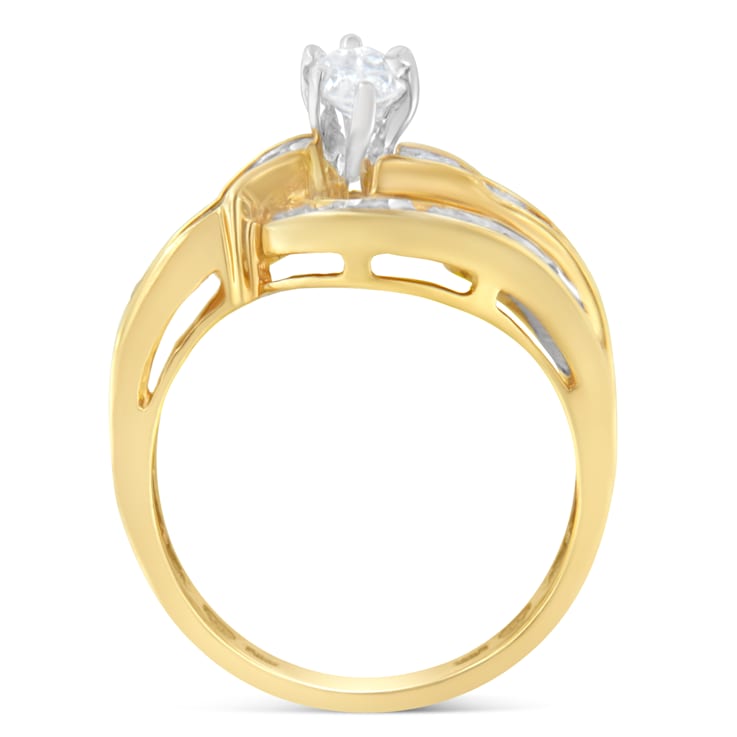 14K Yellow Gold Mixed Shapes Diamond Bypass Ring (1 cttw, H-I Color,
SI1-SI2 Clarity)