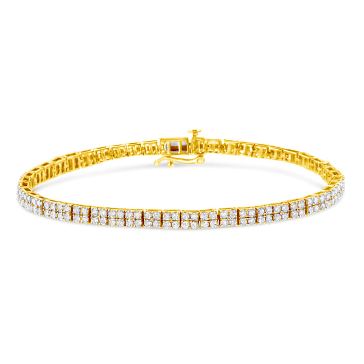14K Yellow Gold Over Sterling Silver 3.0ctw Diamond Link Bracelet