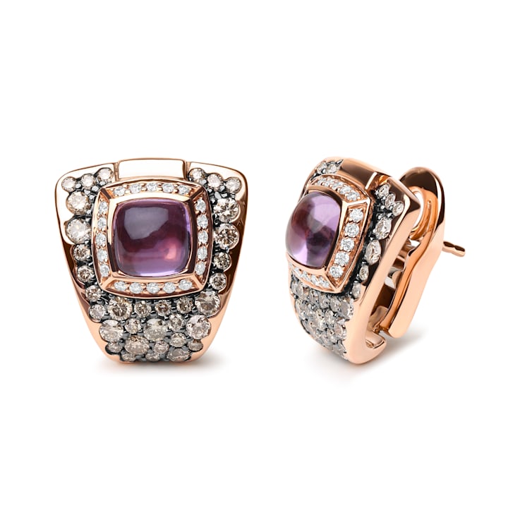 18K Rose Gold Cushion Amethyst with Brown and White Diamonds Cluster
Geometrical Statement Earrings