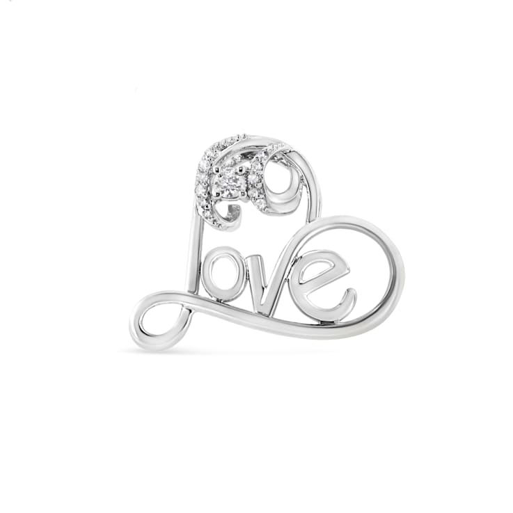 Sterling Silver 1/10ctw Round Diamond Accent Open Heart with Love
18" Pendant w\chain