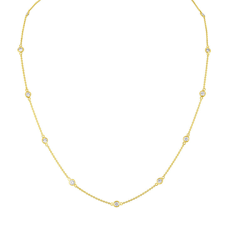 1.10ctw Diamond 14K Yellow Gold Station Necklace