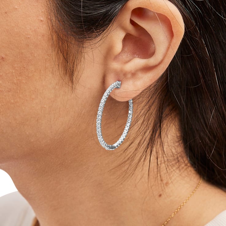 14K White Gold 1 1/2 Cttw Lab Grown Diamond Inside Out Hoop Earrings
(G-H Color, VS2-SI1 Clarity)