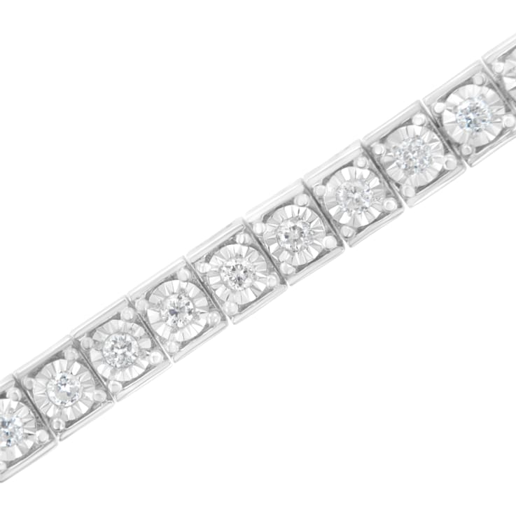 Sterling Silver 2.0ctw Brilliant-Cut Round Diamond Square Frame
Miracle-Set Tennis Bracelet