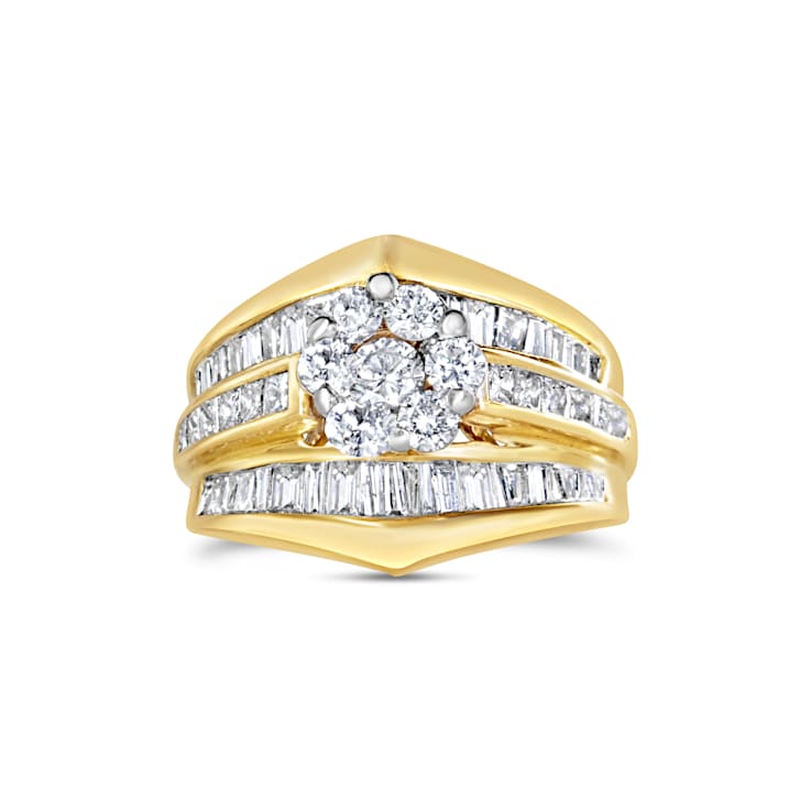 14K Yellow Gold 2-1/3ctw Diamond Chevron Shaped Band Set 14K Yellow Gold 2-1/3ctw Diamond Chevron Shaped Band Set