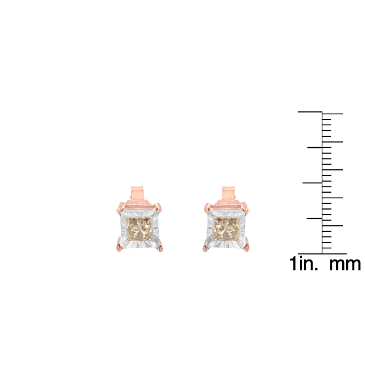 14K Two-Tone Gold Over Sterling Silver 1/2ctw Square Diamond Solitaire
Miracle-Plate Stud Earrings